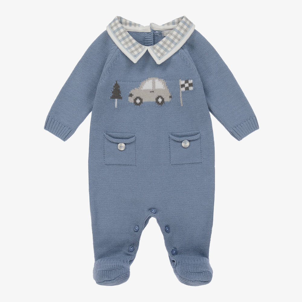 Dr. Kid - Boys Blue Knitted Babygrow | Childrensalon