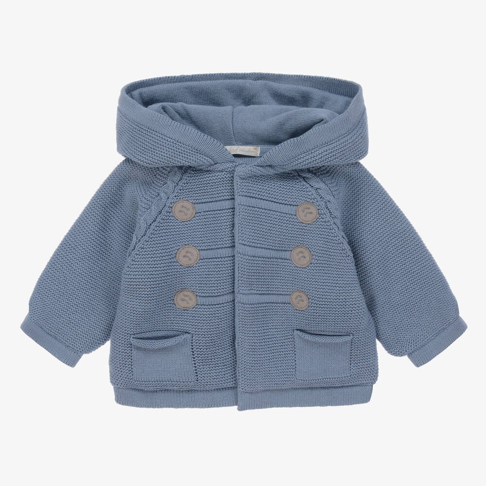 Dr. Kid - Blaue Strickjacke mit Kapuze | Childrensalon