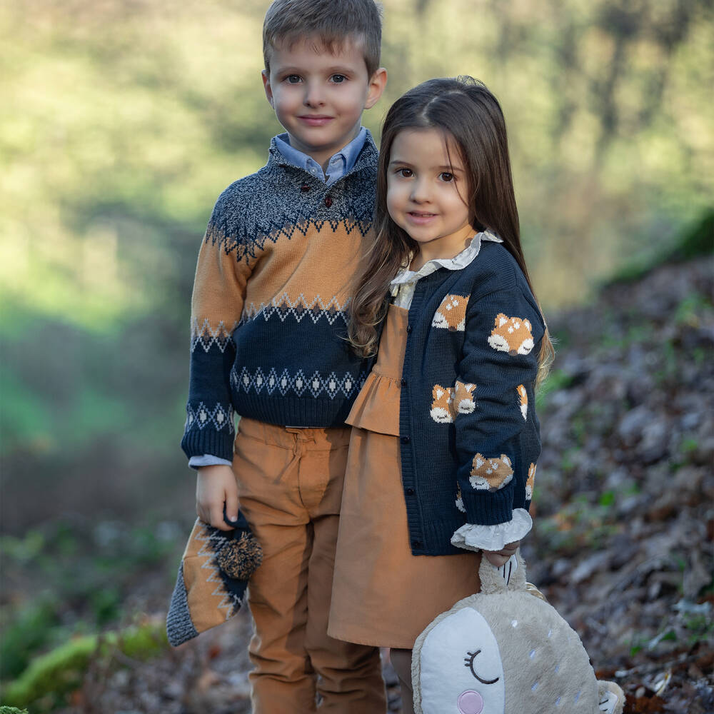 Dr. Kid-بلوفر قطن وأكريليك محبوك لون كحلي للأولاد | Childrensalon Outlet