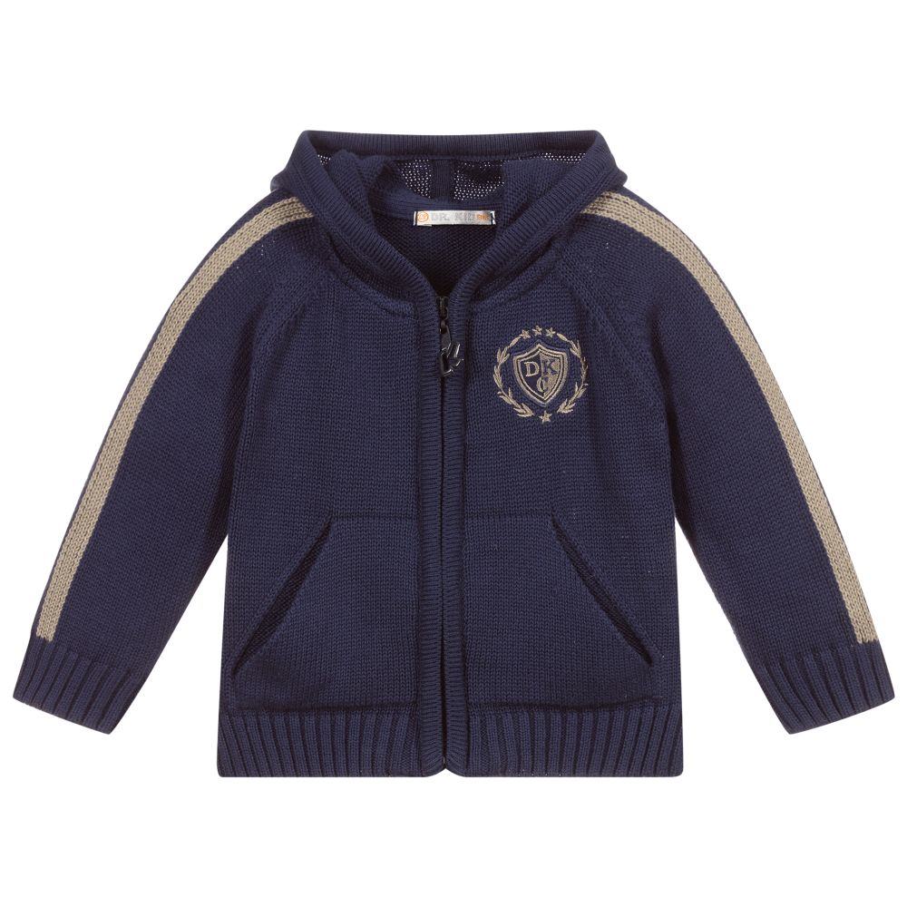 Dr. Kid - Boys Blue Knitted Zip-Up Top | Childrensalon