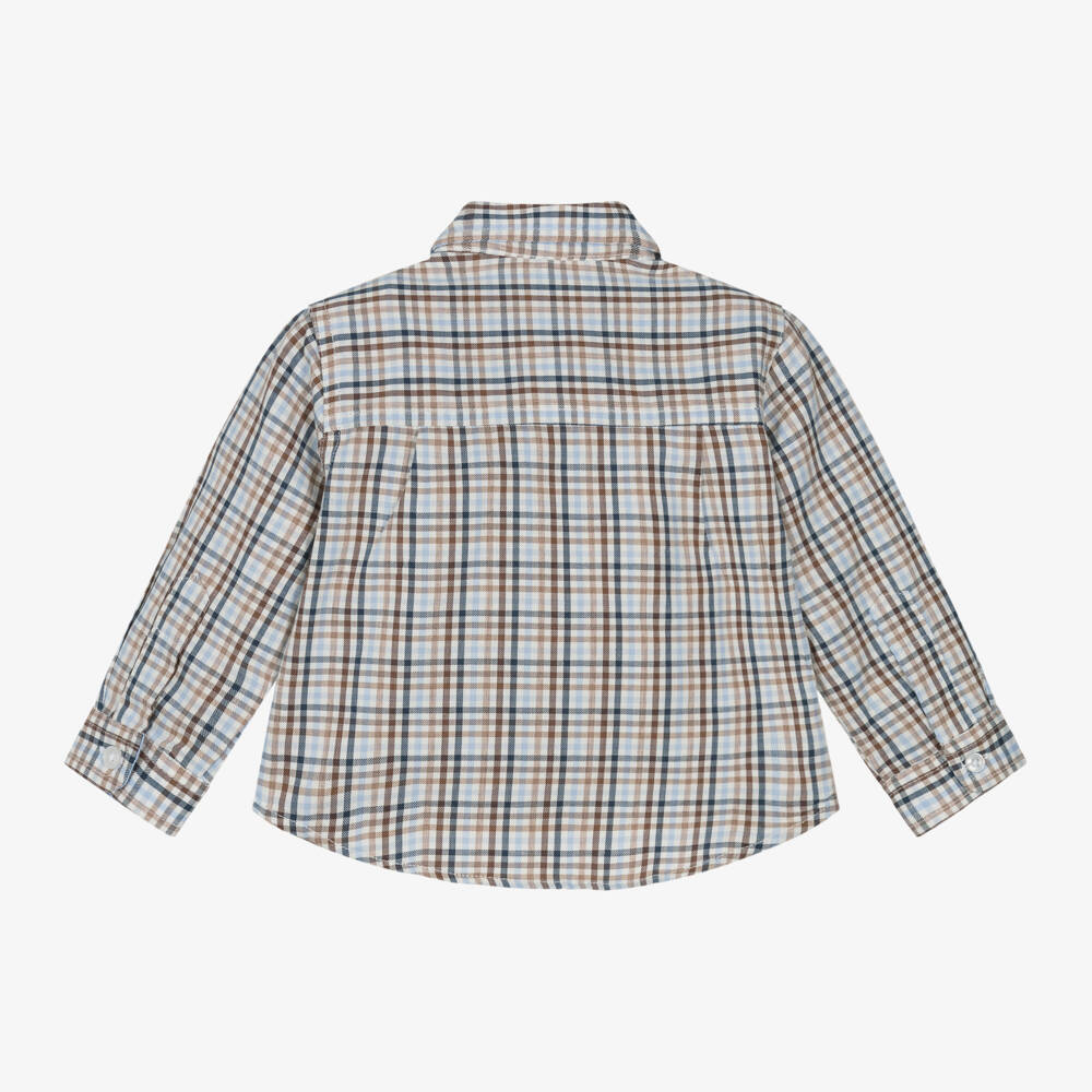 Dr. Kid-Boys Blue Plaid Cotton Shirt | Childrensalon Outlet