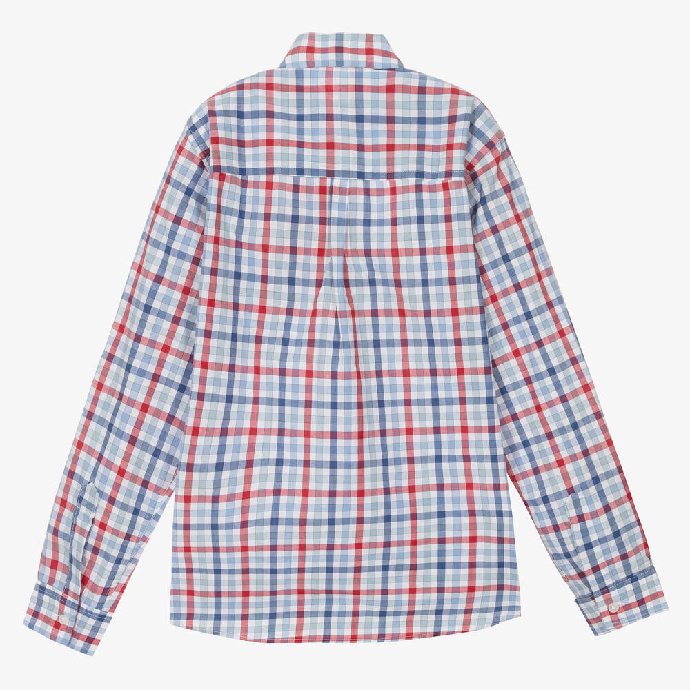 Dr. Kid-Boys Blue & Red Cotton Check Shirt | Childrensalon Outlet