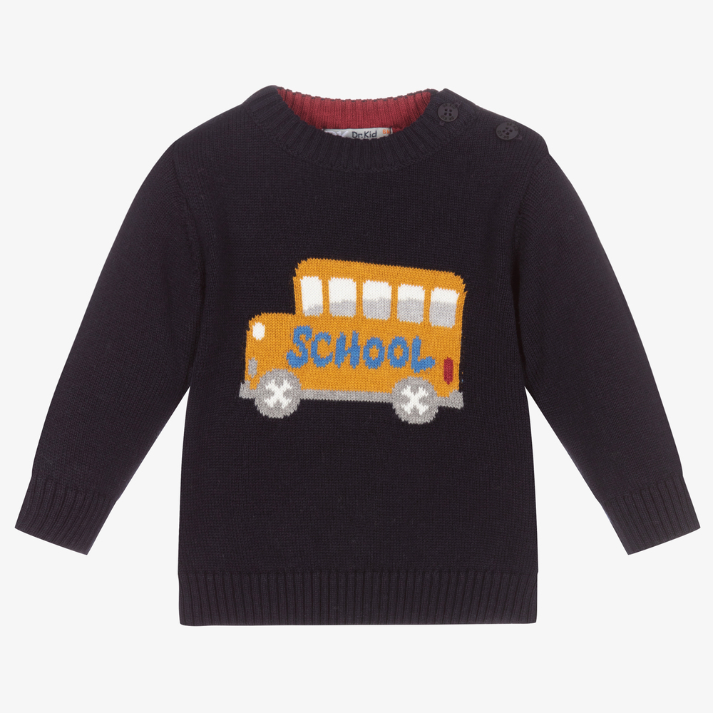 Dr. Kid - Boys Blue School Bus Sweater | Childrensalon