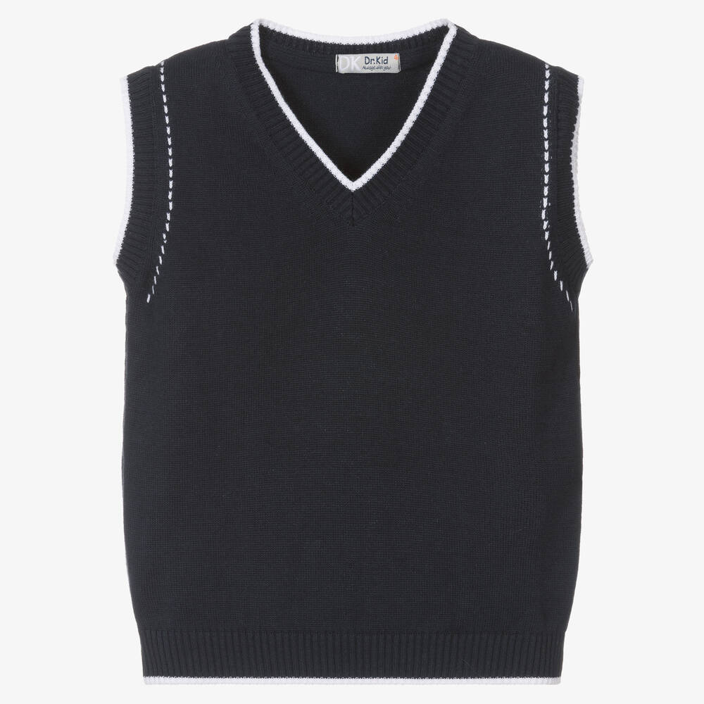 Dr. Kid-Boys Blue Sleeveless Knitted Sweater | Childrensalon Outlet