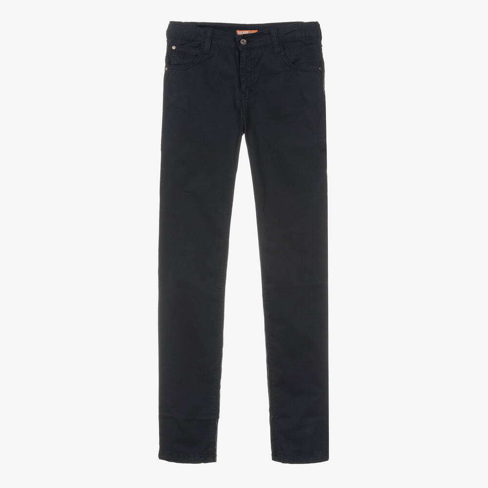 Dr. Kid-Boys Blue Straight Leg Cotton Trousers  | Childrensalon Outlet