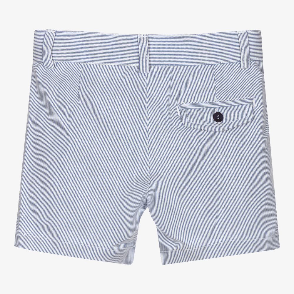 Dr. Kid-Boys Blue Stripe Cotton Shorts | Childrensalon Outlet