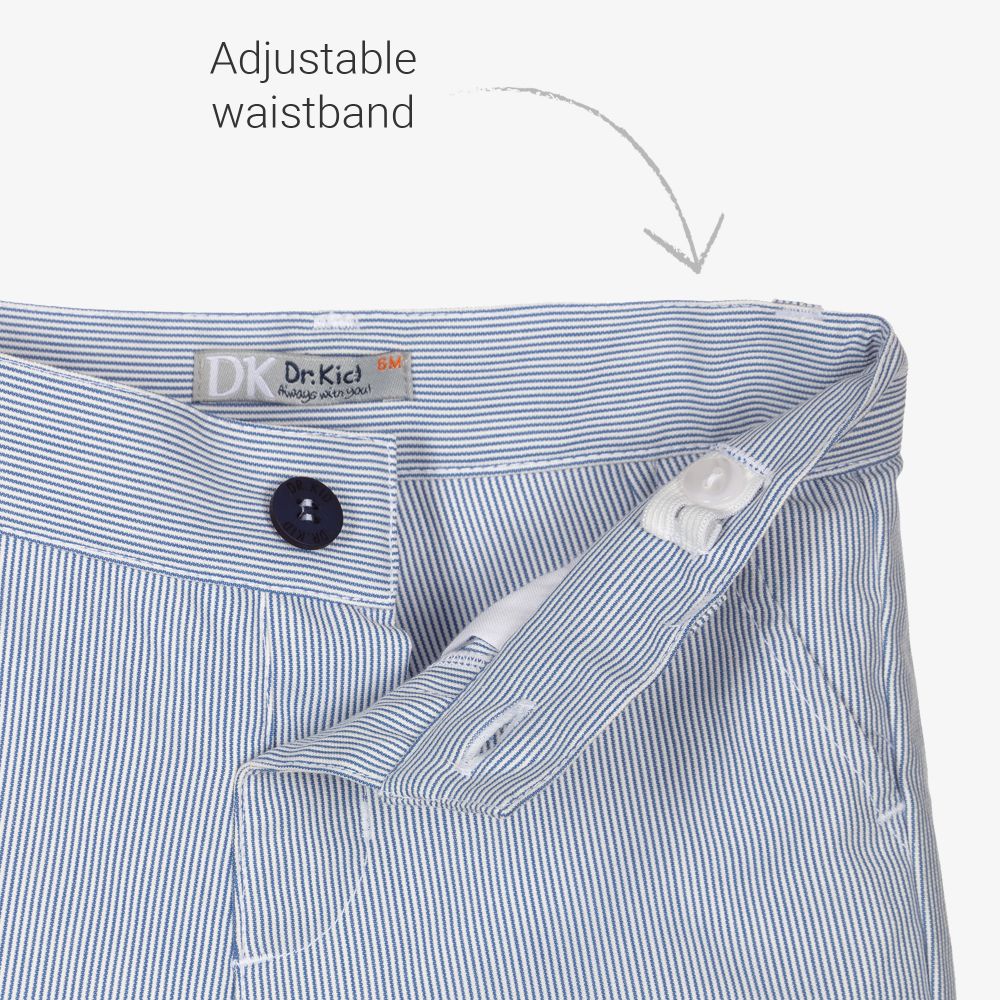 Dr. Kid-Boys Blue Stripe Cotton Shorts | Childrensalon Outlet