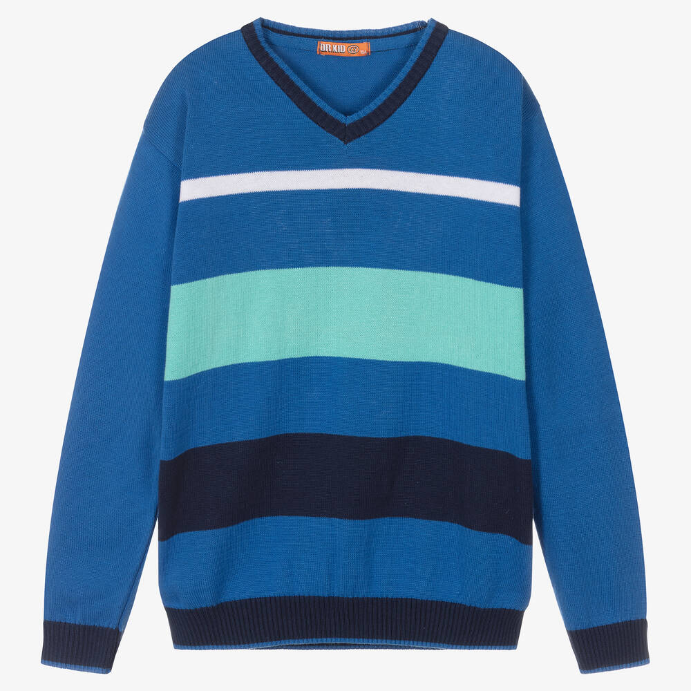 Dr. Kid - Boys Blue Stripe Knitted Sweater | Childrensalon