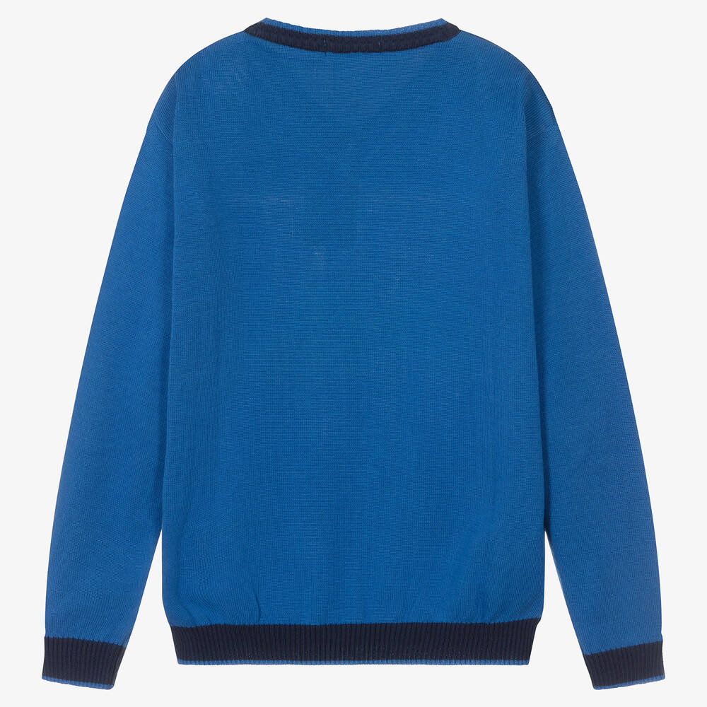 Dr. Kid-Boys Blue Stripe Knitted Sweater | Childrensalon Outlet