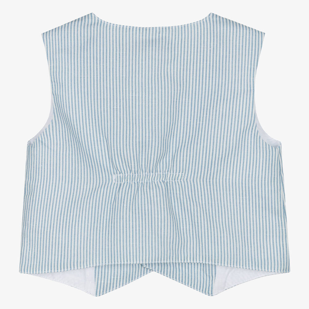 دكتور كيد-جيليه بدلة قطن وكتان مقلم لون أزرق للأولاد | Childrensalon Outlet