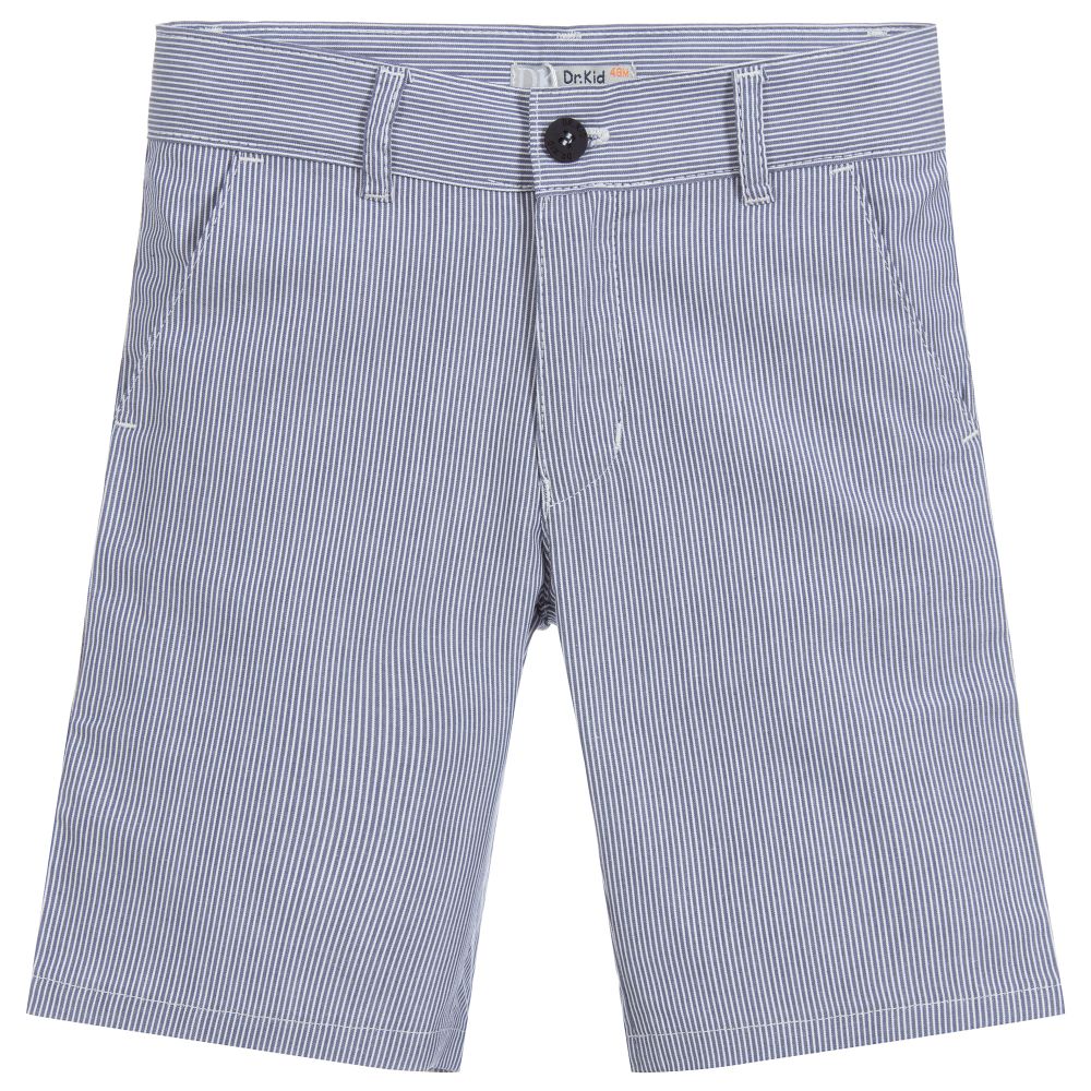 Dr. Kid-Boys Blue Striped Chino Shorts | Childrensalon Outlet