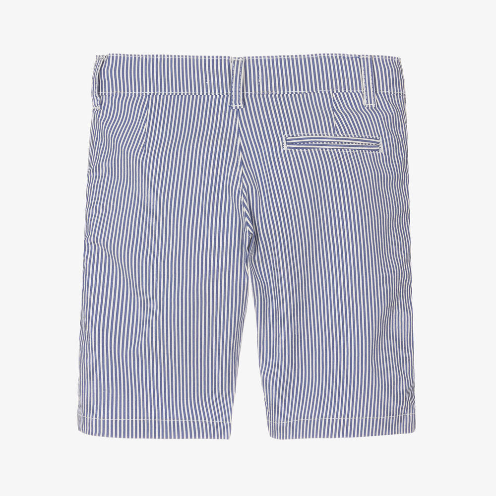 Dr. Kid-Boys Blue Striped Cotton Shorts | Childrensalon Outlet
