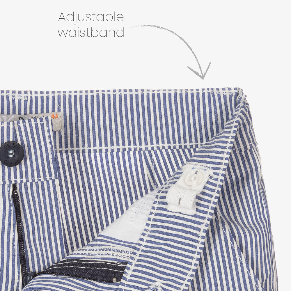 Dr. Kid-Boys Blue Striped Cotton Shorts | Childrensalon Outlet