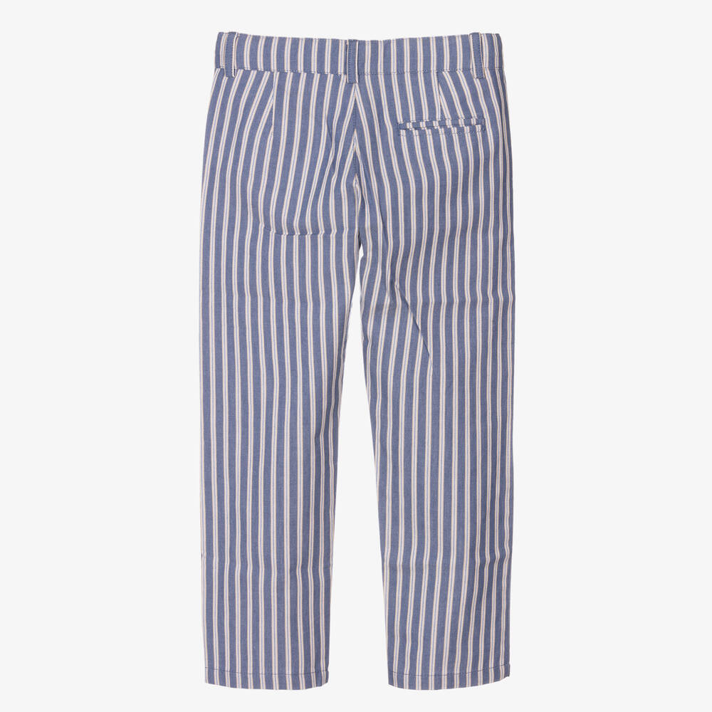 Dr. Kid-Boys Blue Striped Cotton Trousers | Childrensalon Outlet