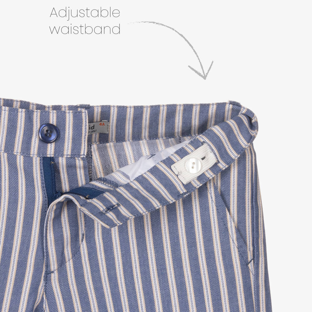 Dr. Kid-Boys Blue Striped Cotton Trousers | Childrensalon Outlet