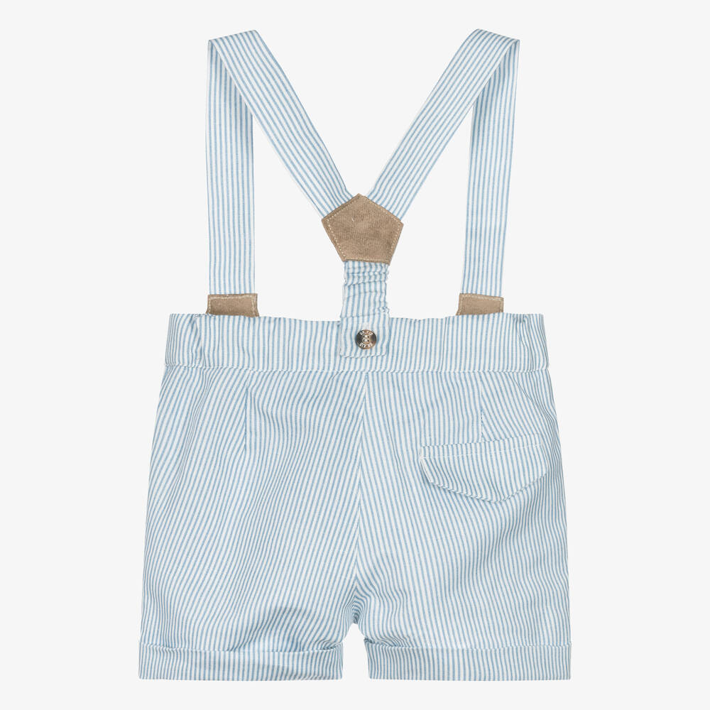 Dr. Kid-شورت قطن وكتان مقلم لون أبيض وأزرق للأولاد | Childrensalon Outlet