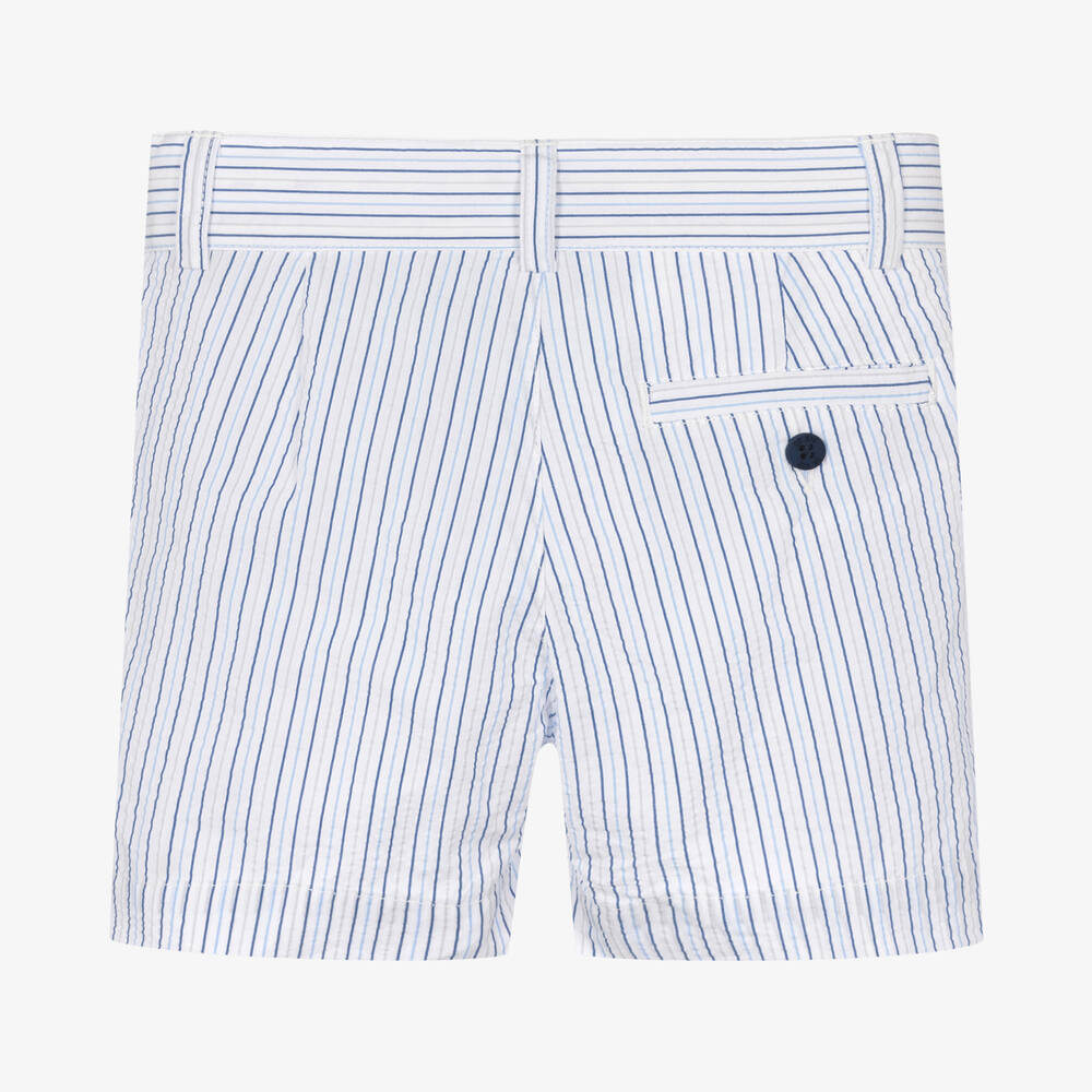Dr. Kid-Boys Blue Striped Seersucker Shorts | Childrensalon Outlet