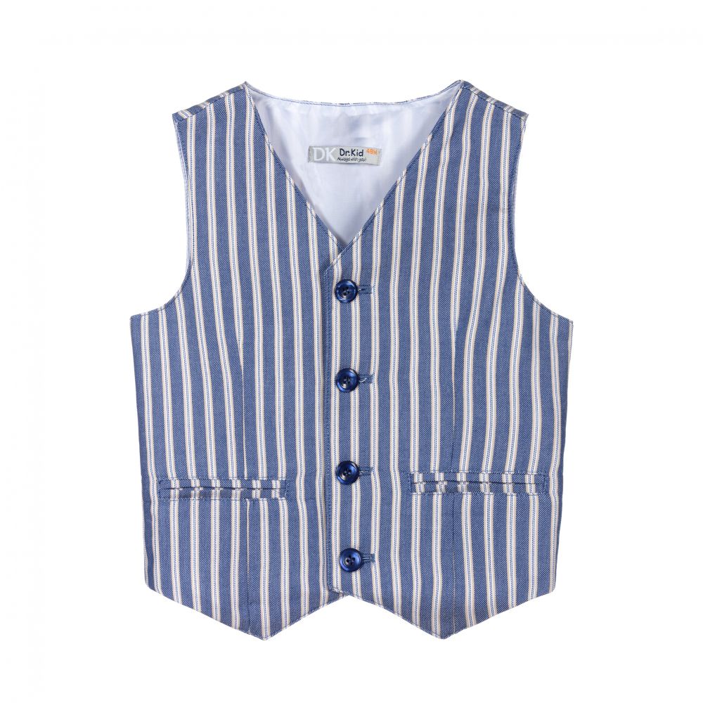 Dr. Kid - Boys Blue Striped Waistcoat | Childrensalon