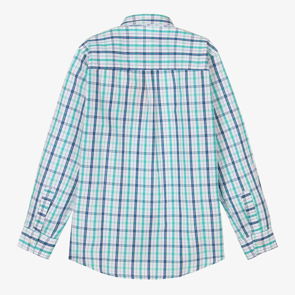 Dr. Kid-Boys Blue & White Check Cotton Shirt  | Childrensalon Outlet