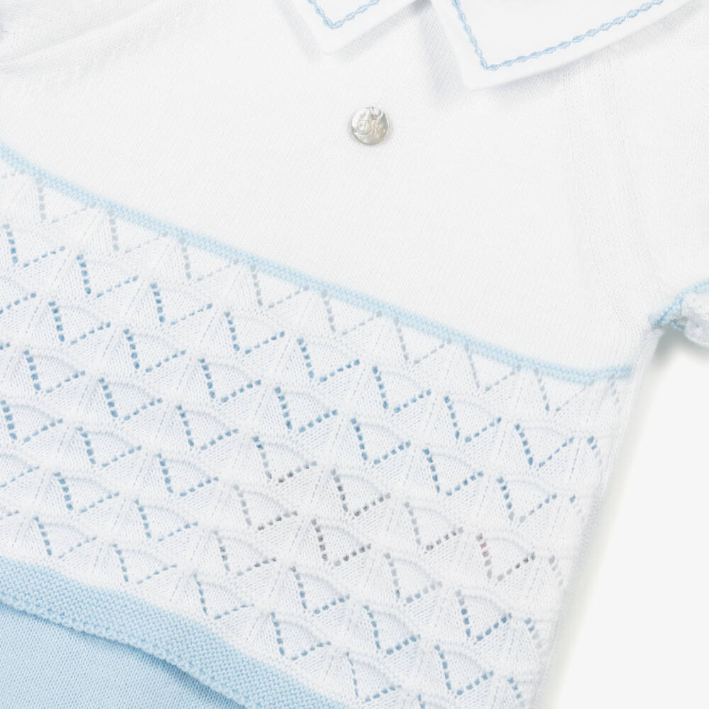 Dr. Kid-Boys Blue & White Knit Ensemble | Childrensalon Outlet