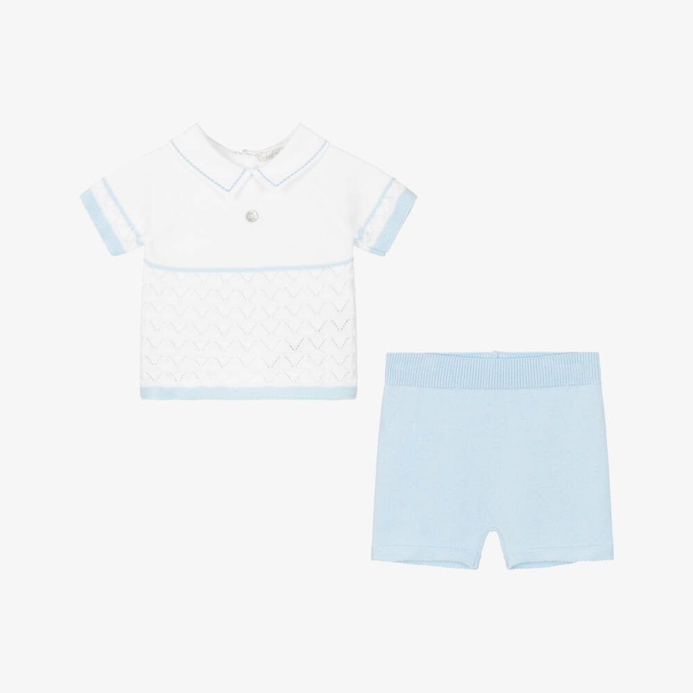 Dr. Kid-Boys Blue & White Knit Ensemble | Childrensalon Outlet