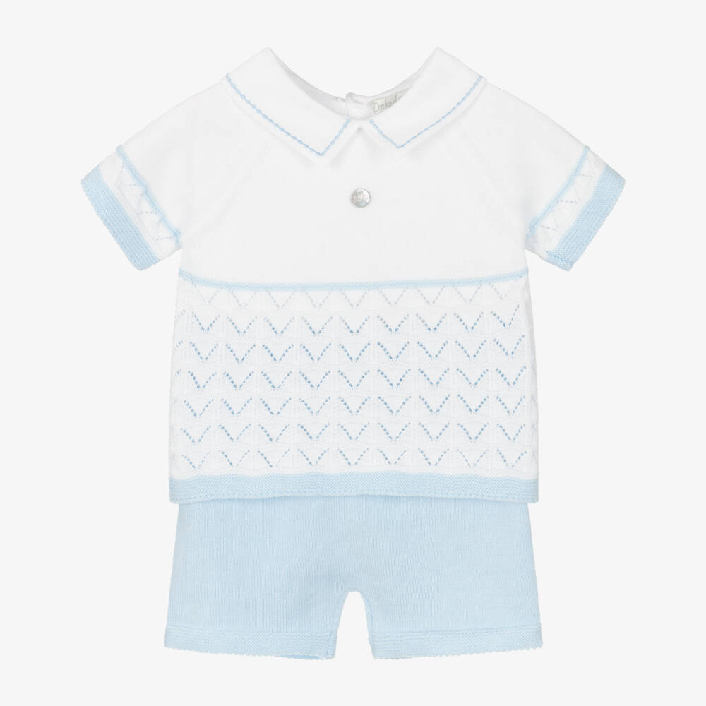 Dr. Kid-Boys Blue & White Knit Ensemble | Childrensalon Outlet
