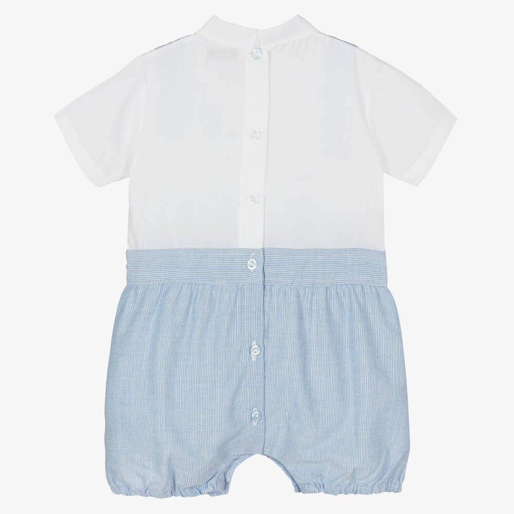Dr. Kid-Boys Blue & White Stripe Cotton Shortie  | Childrensalon Outlet