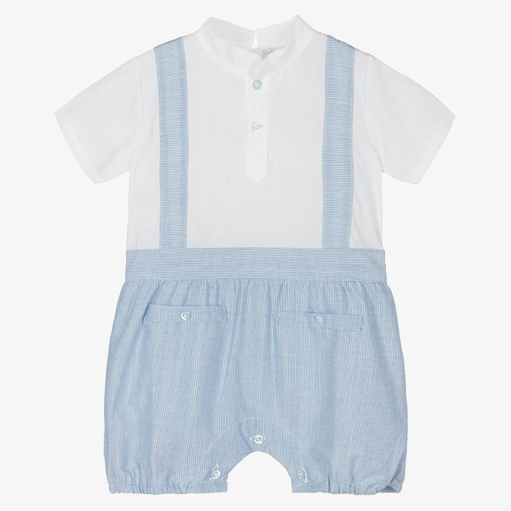Dr. Kid - Boys Blue & White Stripe Cotton Shortie  | Childrensalon