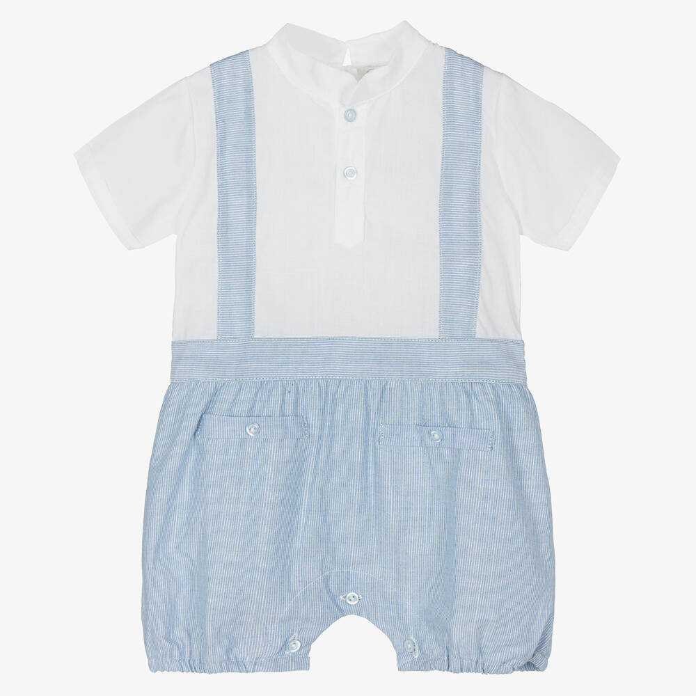Dr. Kid-Boys Blue & White Stripe Cotton Shortie  | Childrensalon Outlet