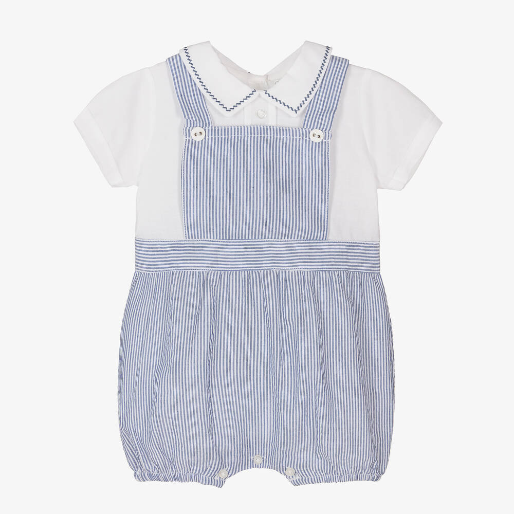 Dr. Kid - Boys Blue & White Striped Cotton Shortie | Childrensalon