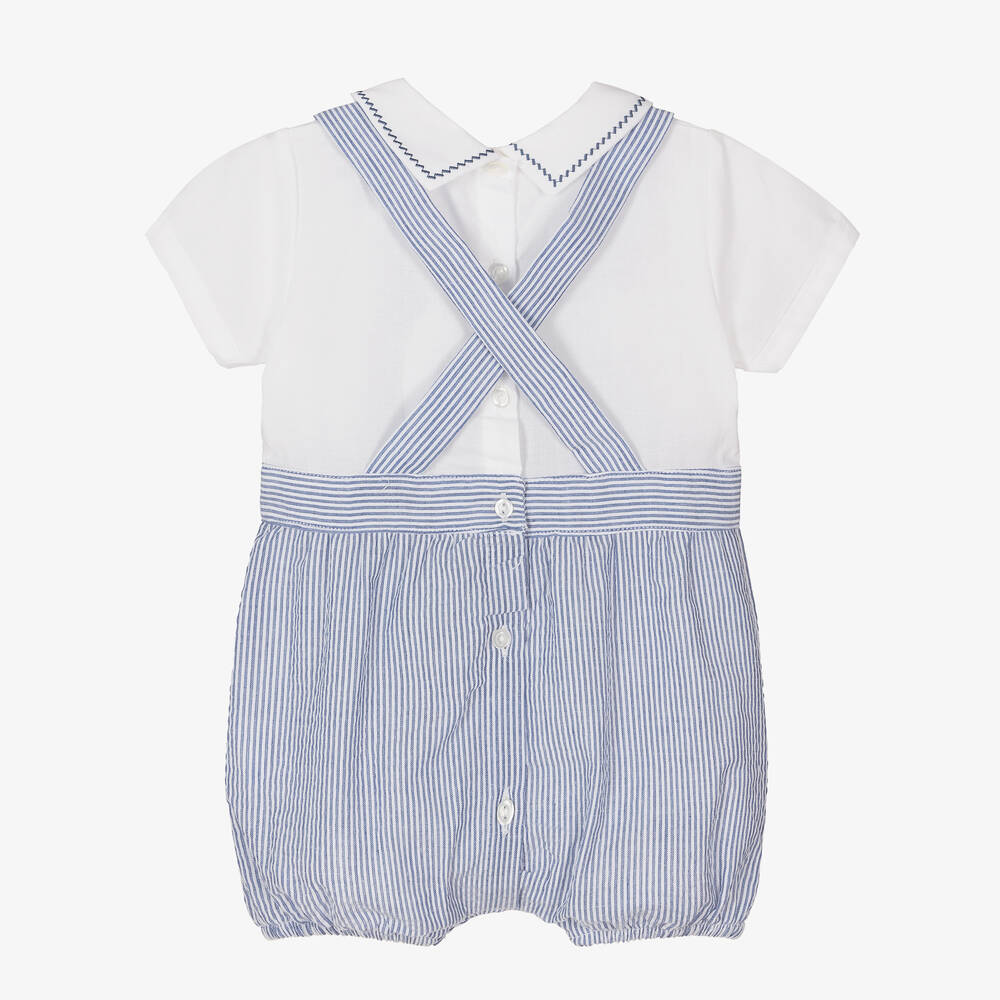 Dr. Kid-Boys Blue & White Striped Cotton Shortie | Childrensalon Outlet