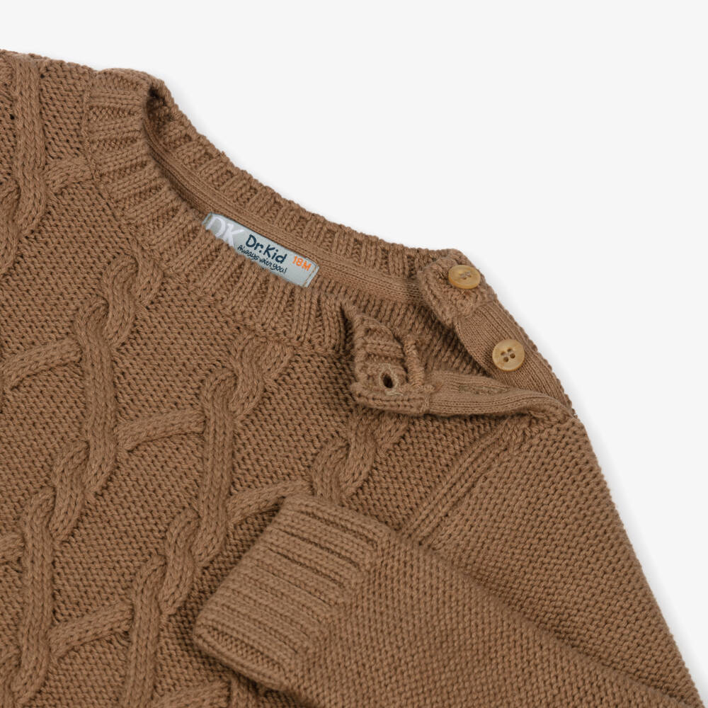 Dr. Kid-Свитер с косами тауп для мальчиков | Childrensalon Outlet