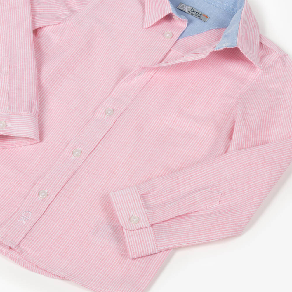 Dr. Kid-Boys Cotton Pink Striped Shirt | Childrensalon Outlet
