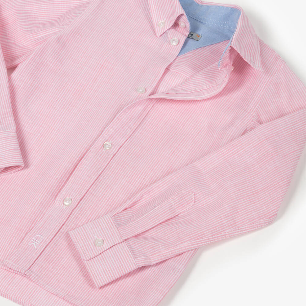 Dr. Kid-Boys Cotton Shirt in Rose Stripes | Childrensalon Outlet