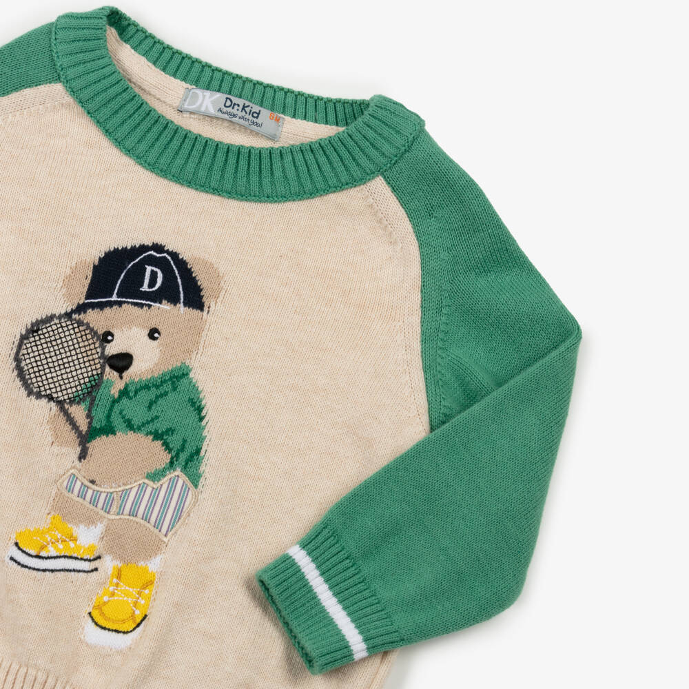 Dr. Kid-Boys Cozy Beige Bear Knit | Childrensalon Outlet