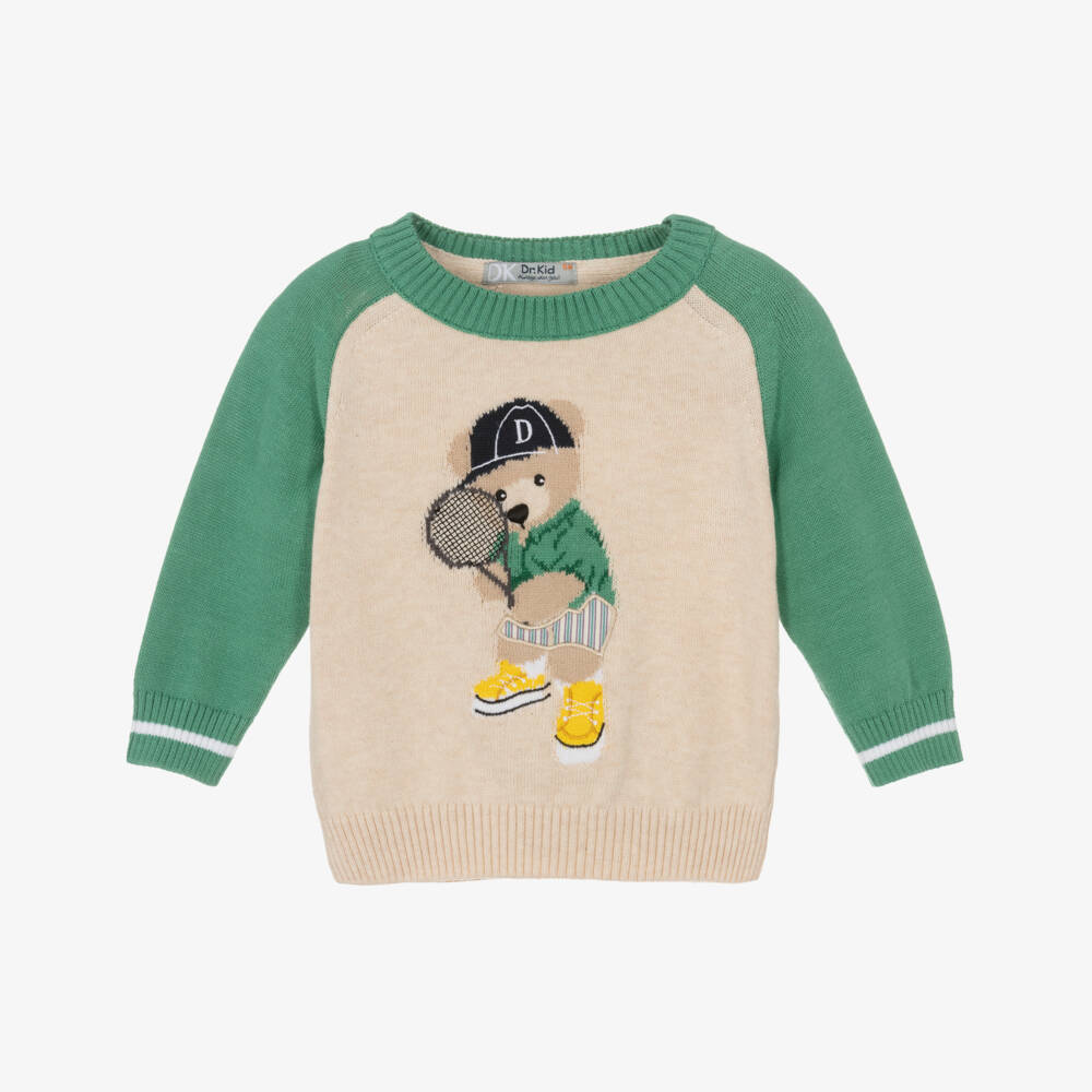 Dr. Kid-Boys Cozy Beige Bear Knit | Childrensalon Outlet