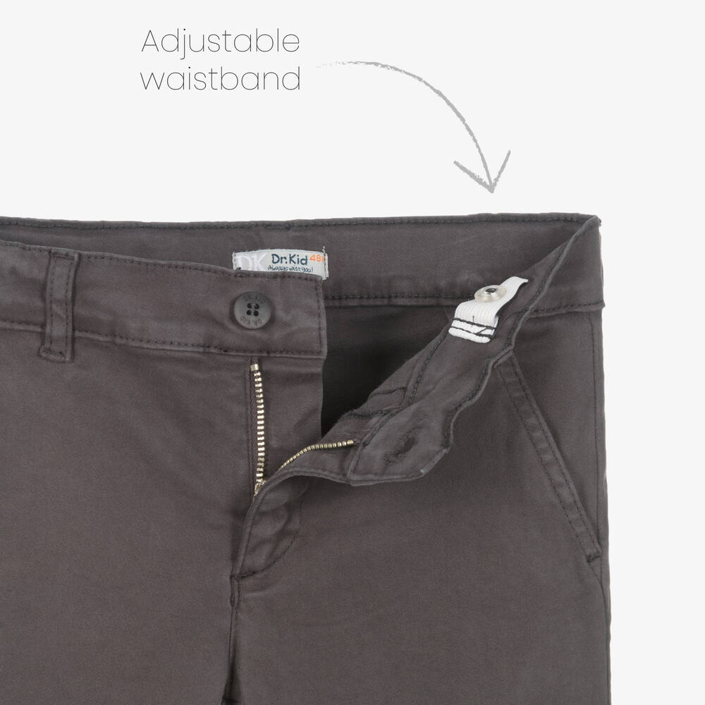 Dr. Kid-بنطلون قطن تويل لون رمادي داكن للأولاد | Childrensalon Outlet