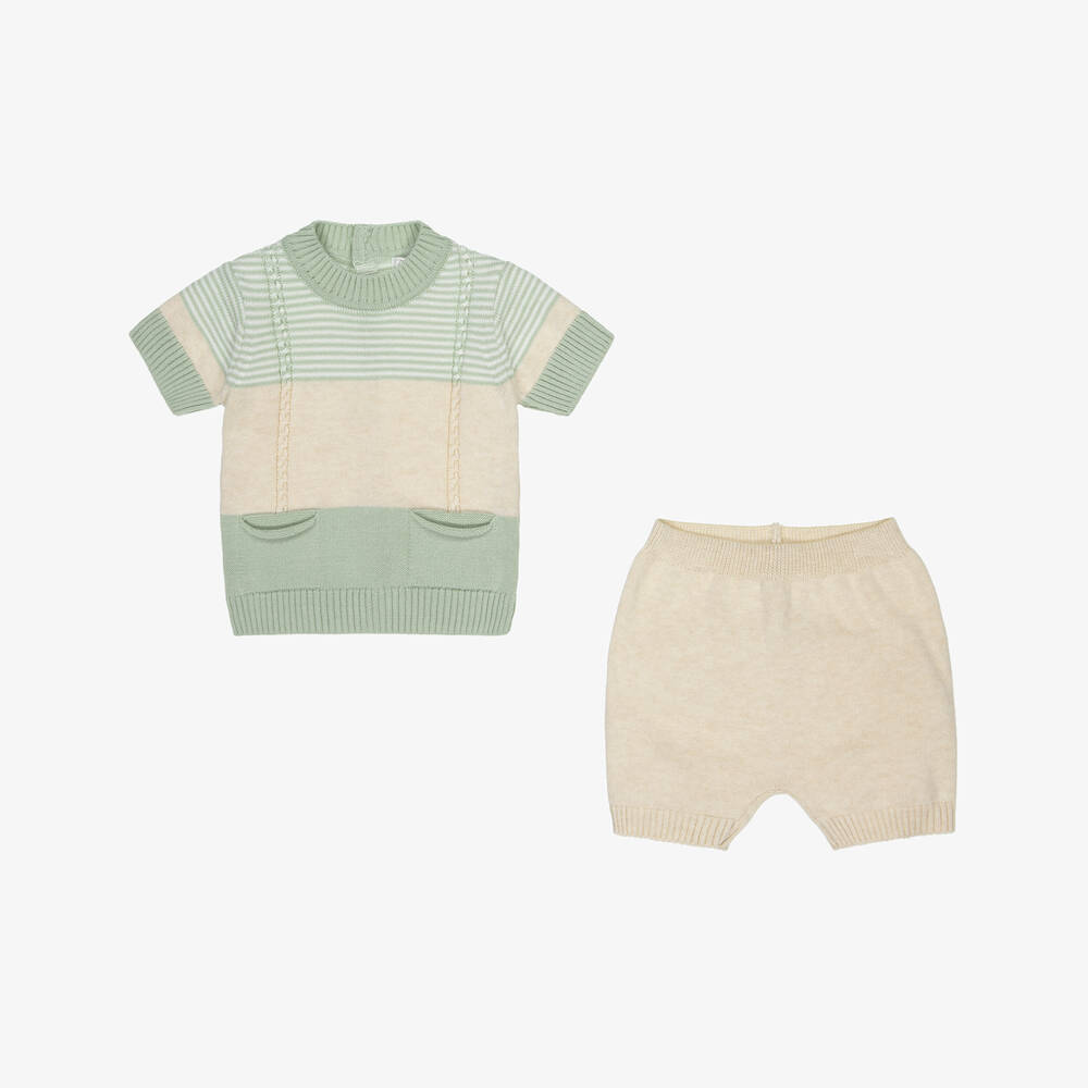 Dr. Kid-Boys Green & Beige Knit Ensemble | Childrensalon Outlet