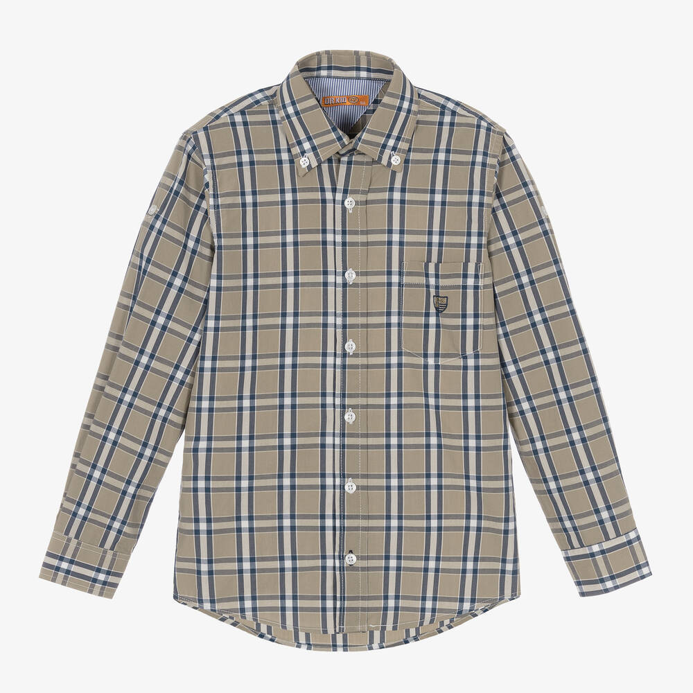 Dr. Kid - Boys Green & Blue Check Shirt | Childrensalon