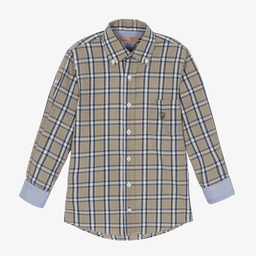 Dr. Kid-Boys Green & Blue Check Shirt | Childrensalon Outlet