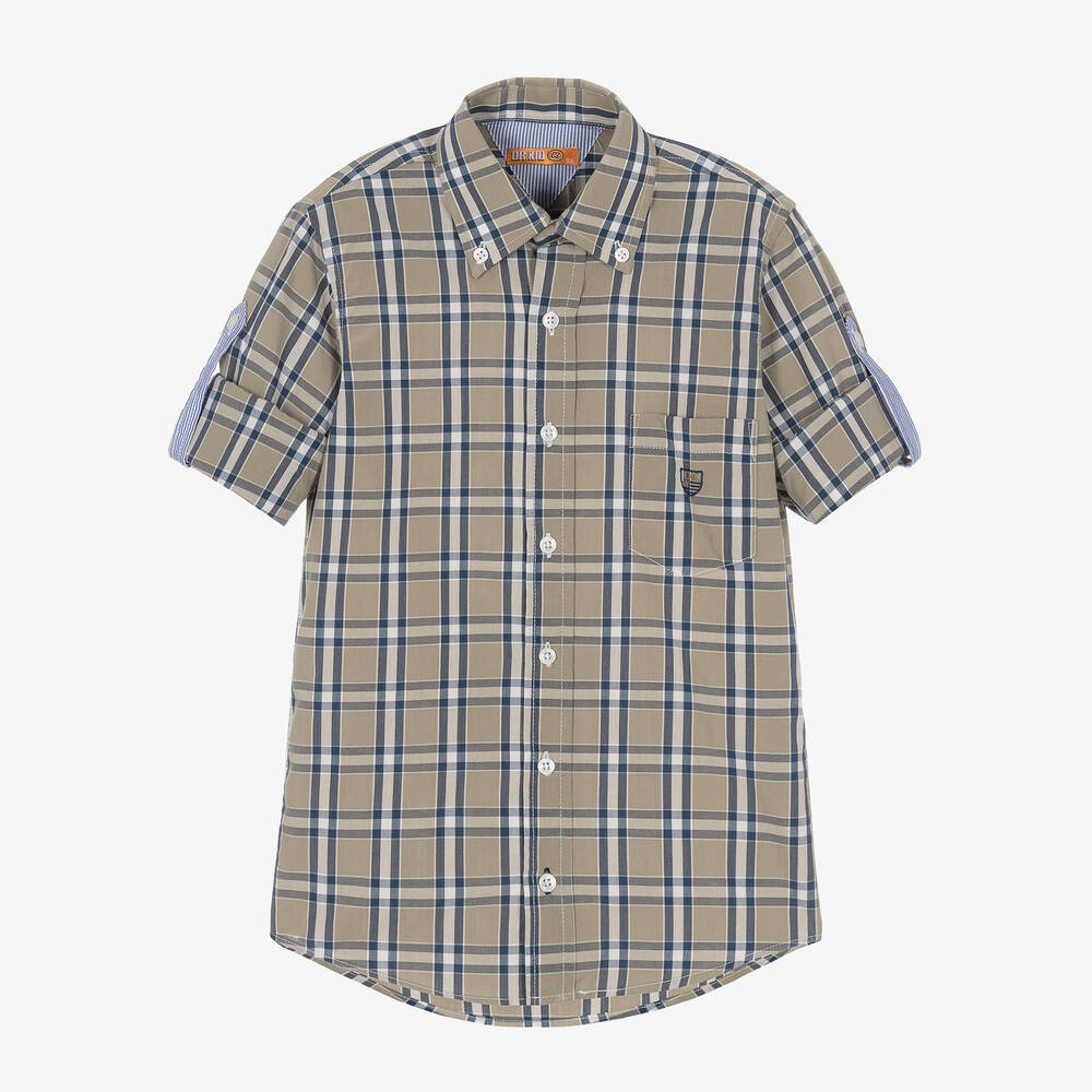 Dr. Kid-Boys Green & Blue Check Shirt | Childrensalon Outlet