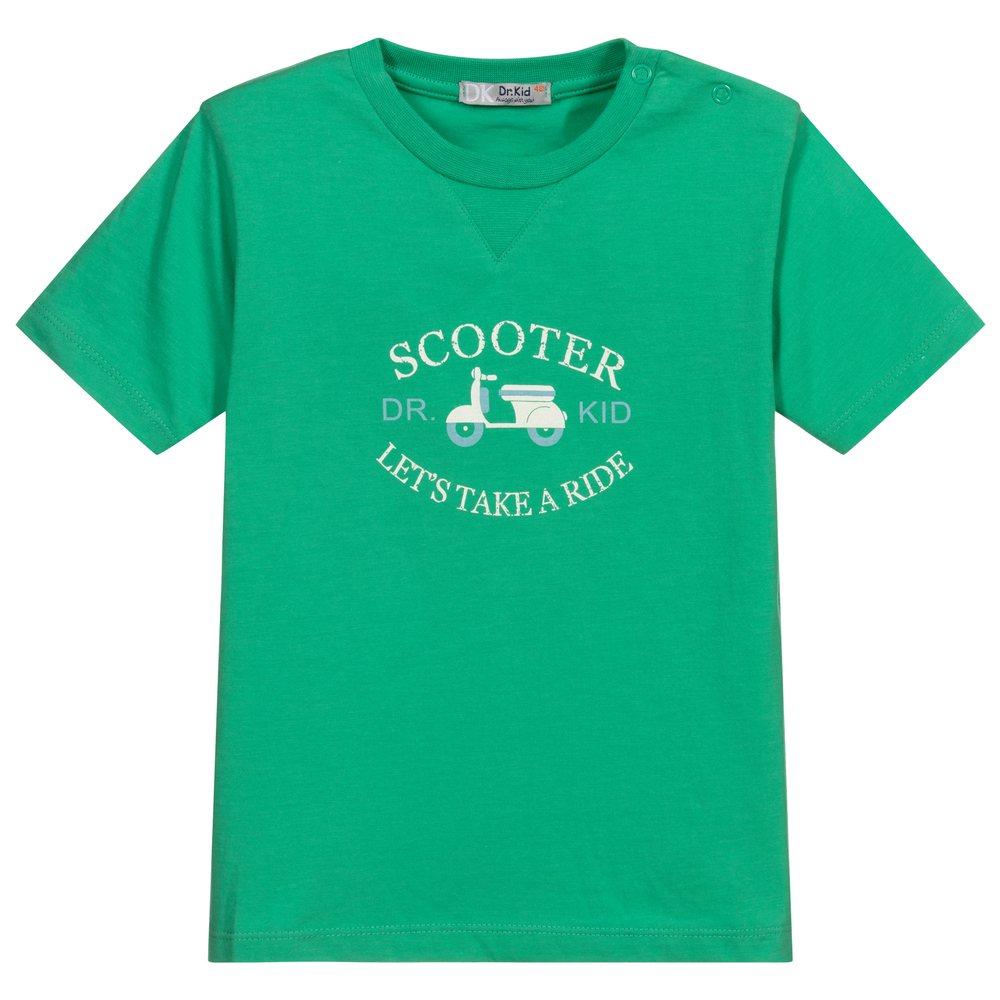 Dr. Kid - Boys Green Cotton T-Shirt | Childrensalon