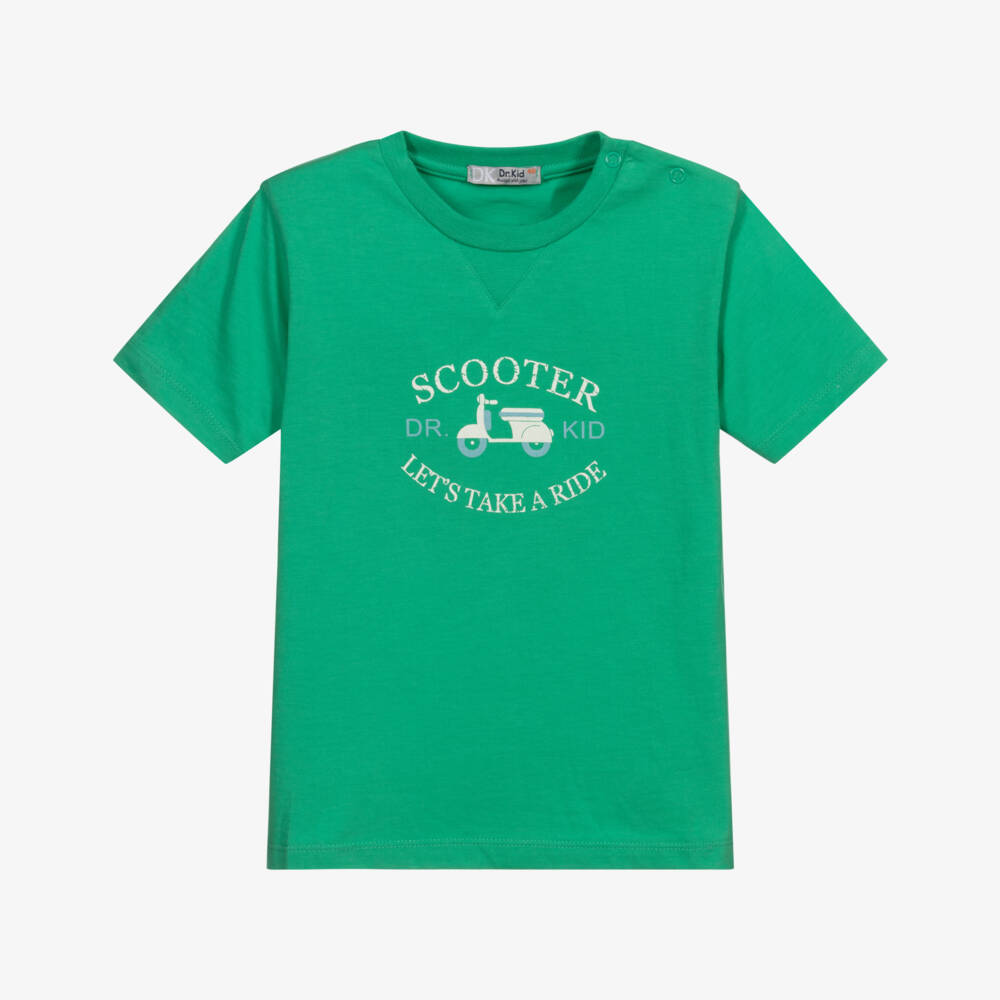 Dr. Kid-Boys Green Cotton T-Shirt | Childrensalon Outlet