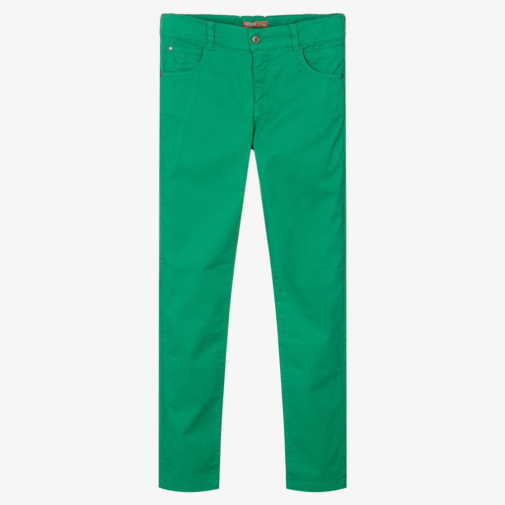 Dr. Kid Boys Green Cotton Trousers Childrensalon Outlet