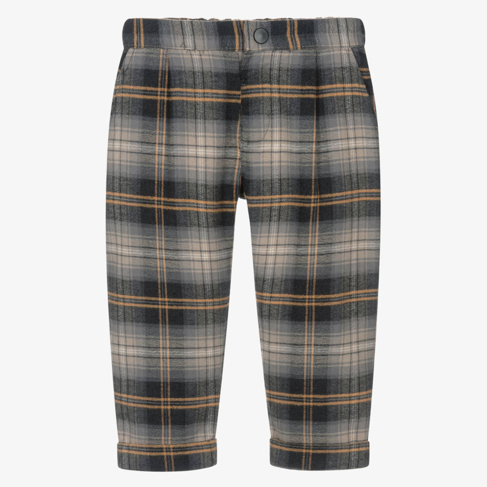 Dr. Kid-Серые клетчатые хлопковые брюки для мальчиков | Childrensalon Outlet