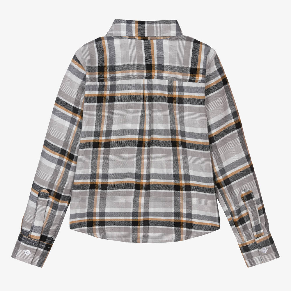 Dr. Kid-Boys Grey Check Cotton Shirt | Childrensalon Outlet