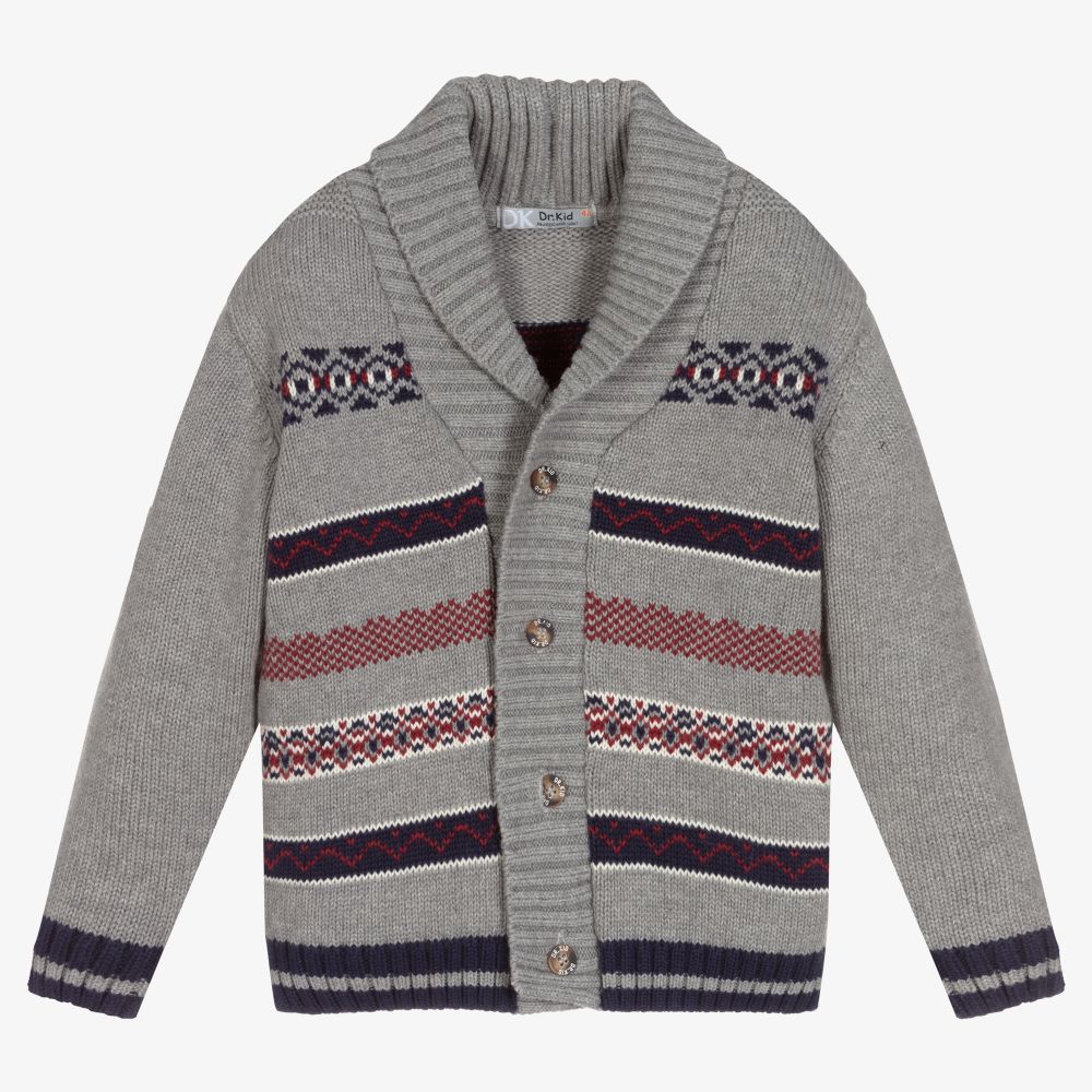 Dr. Kid - Boys Grey Cotton Cardigan | Childrensalon