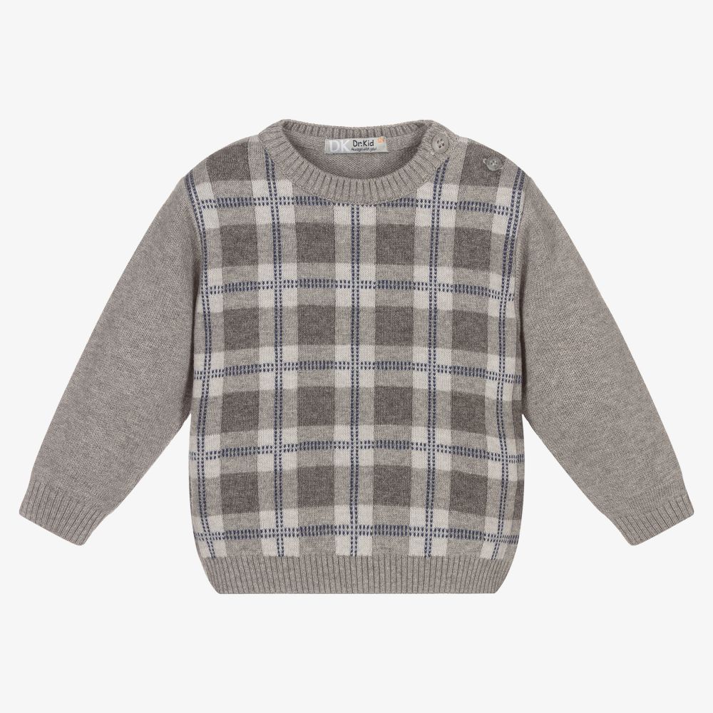 Dr. Kid - Boys Grey Cotton Knit Jumper | Childrensalon