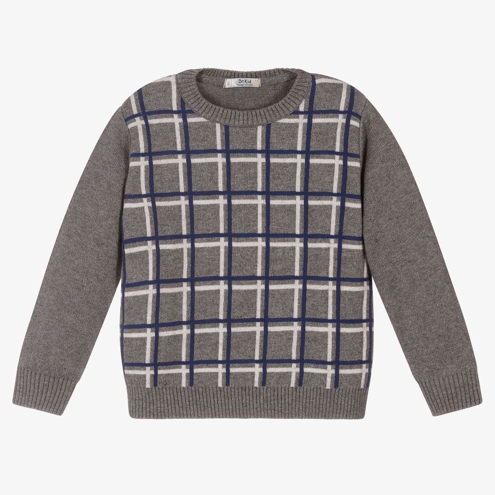 Dr. Kid-Boys Grey Cotton Knit Jumper | Childrensalon Outlet