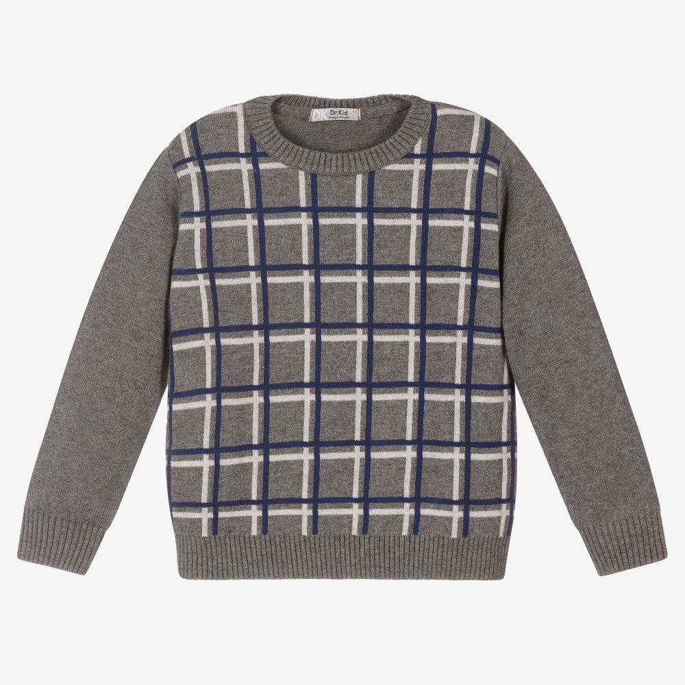 Dr. Kid - Boys Grey Cotton Knit Jumper | Childrensalon